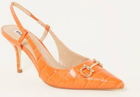 Dune London Click slingback van leer met crocostructuur