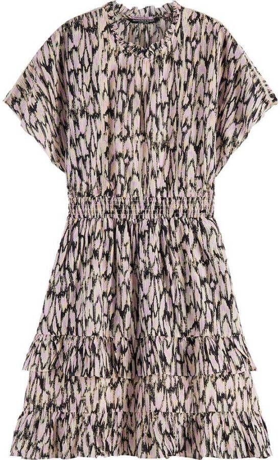 Scotch & Soda Multi Mini Jurk Easy Fitted Smocked Mini Dress