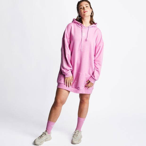 Adidas Hoodie Dress Step Into You Dames Jurken Pink 70% Katoen, 30% Polyester
