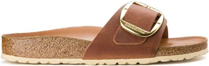 Birkenstock Madrid Big Buckle Oiled Leather Sandals , Bruin, Dames online kopen