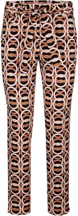 alba moda Broek met opvallende grafische print allover Oranje/Beige/Offwhite/Zwart