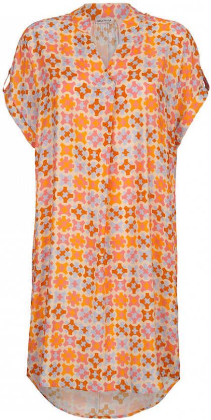 alba moda Jurk met langere achterkant Oranje/Pink/Lichtblauw
