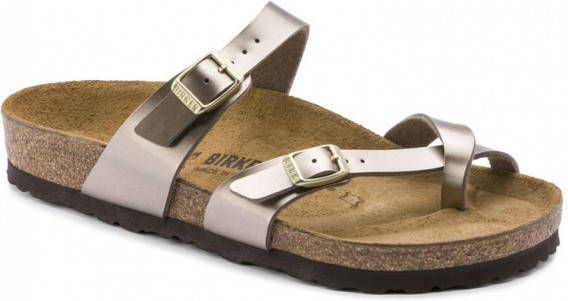 Birkenstock Mayariormaal Birko Flor Metallic Taupe Brown , Bruin, Dames