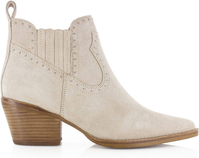 BRONX Jukeson suède enkellaarzen met studs zand