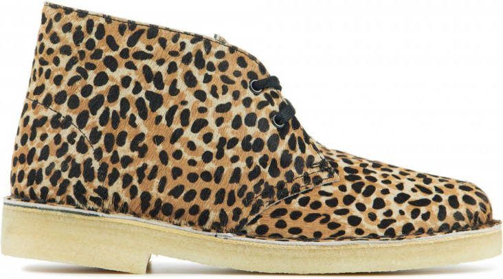 Clarks Originals leren desert boots met panterprint bruin