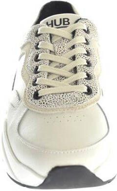 HUB Rock leren sneakers met dierenprint beige/ecru
