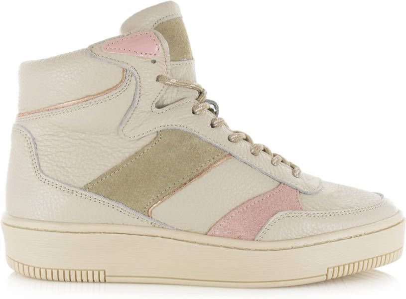 PS Poelman Esquimo hoge leren sneakers beige/multi