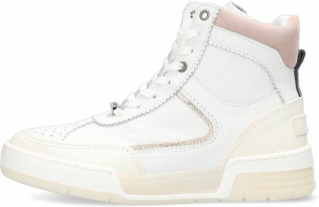 Shabbies Sneakers Mid Top Sneaker Printed Leather Soft Nappa And Suede Wit