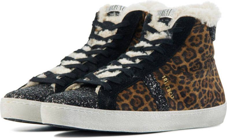 Toral 12736 hoge suède sneakers met panterprint bruin