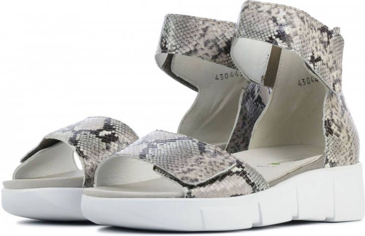 Waldlaufer 757802 comfort leren sandalen met slangenprint beige