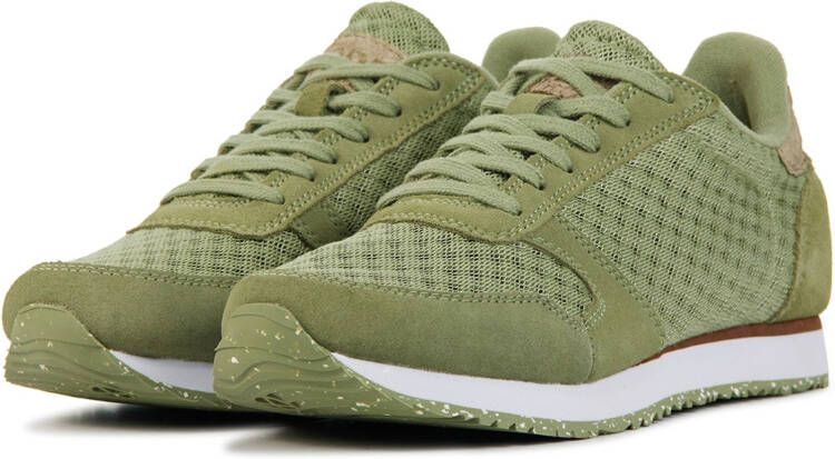Woden Ydun Sue Mesh II suède sneakers olijfgroen