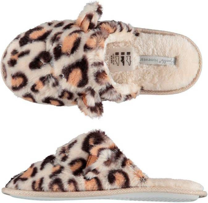 Apollo pantoffels panterprint beige/bruin