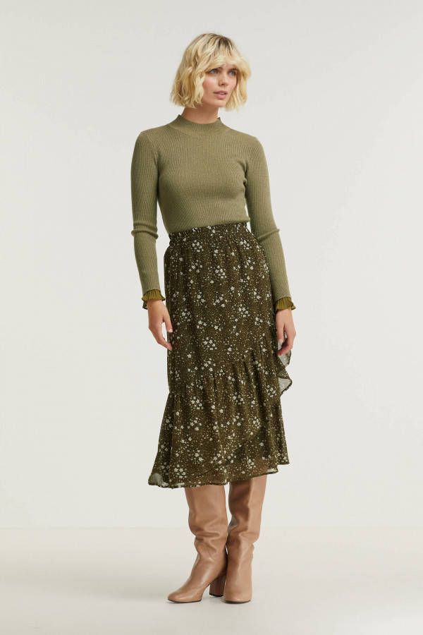 Esqualo ribgebreide trui met glitters groen