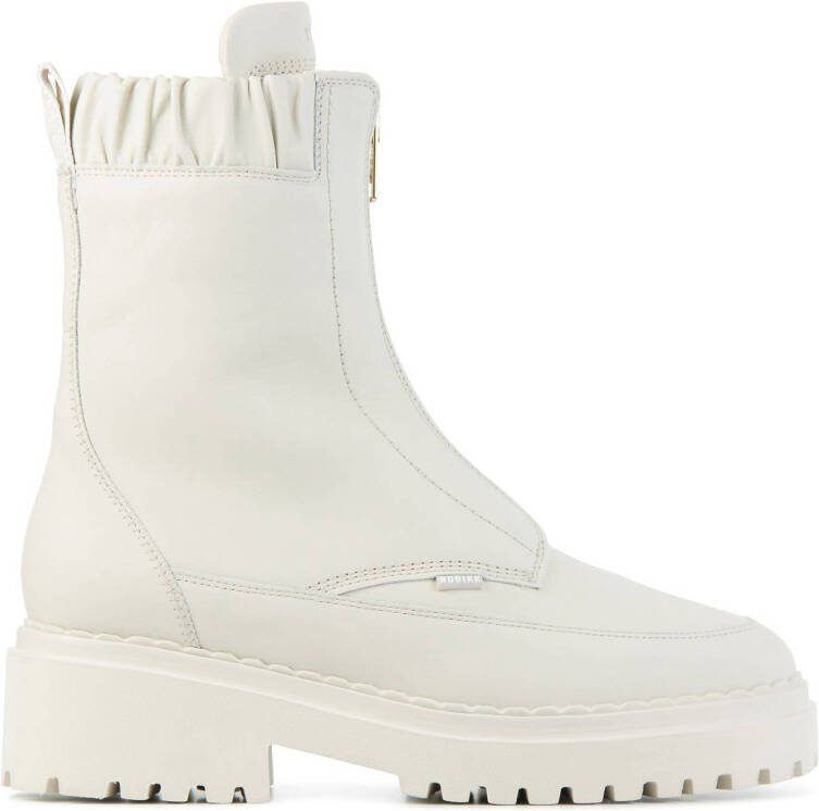 Nubikk Fae Wayne Fur leren bikerboots off white
