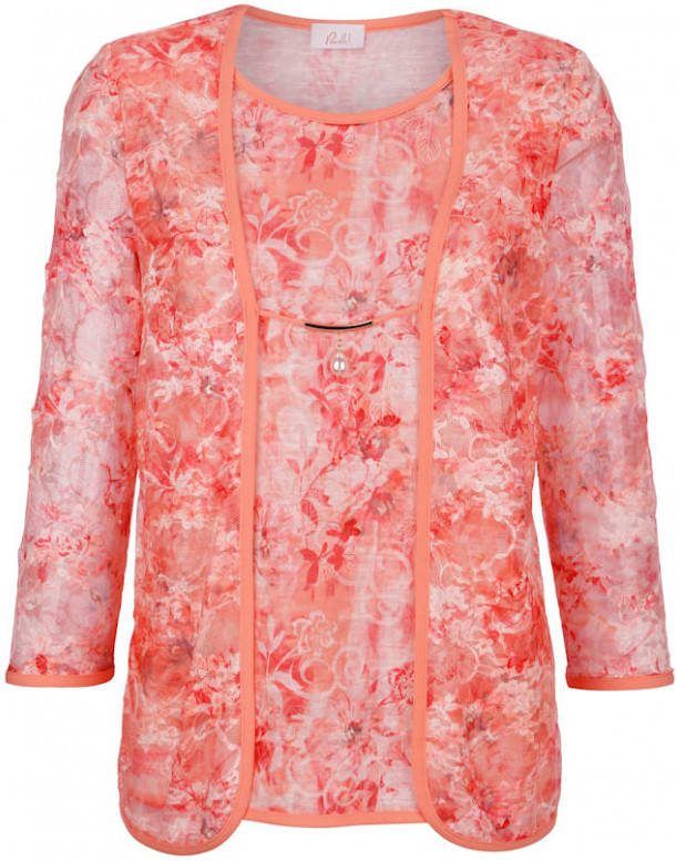 Paola 2 in 1 shirt met mooi sierelement Apricot