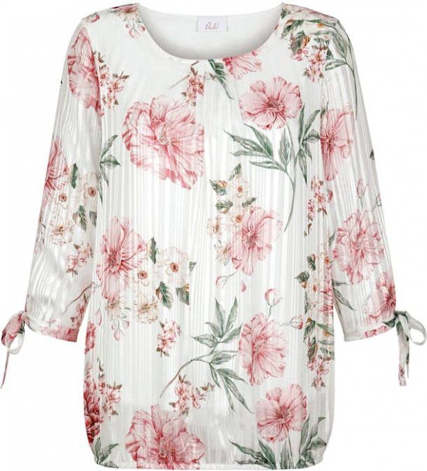 Paola Tuniek met bloemenprint Ecru/Lichtroze